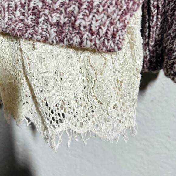 Soft Surroundings Cable Knit V Neck Sweater Mauve - S - Picture 5 of 5